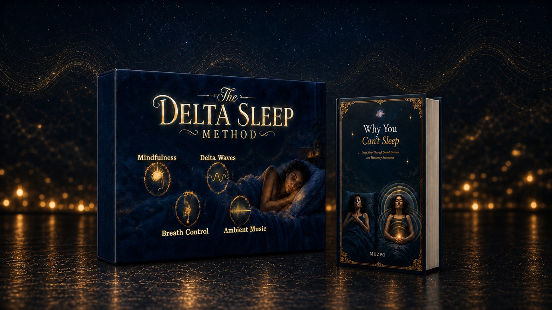 The paid Delta Sleep Method audio program displayed beside the separate free Why You Can't Sleep ebook